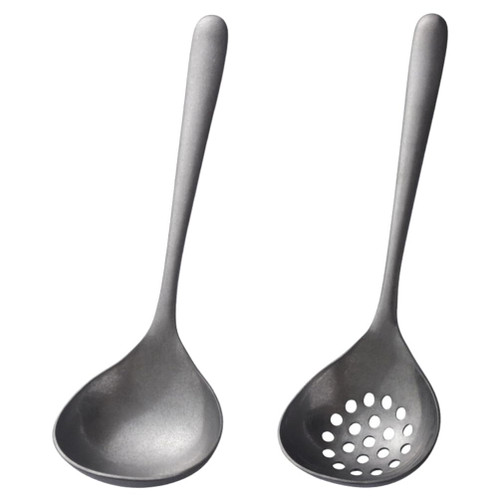 FUOYLOO 1 Set Retro Hot Pot Soup Ladle Slotted Spoon Collander/strainer Sauce Skimmer Soup Ladle Strainer Colander Ladles Soup Spoon Slotted Scoop Food Hot Pot Utensils Stainless Steel