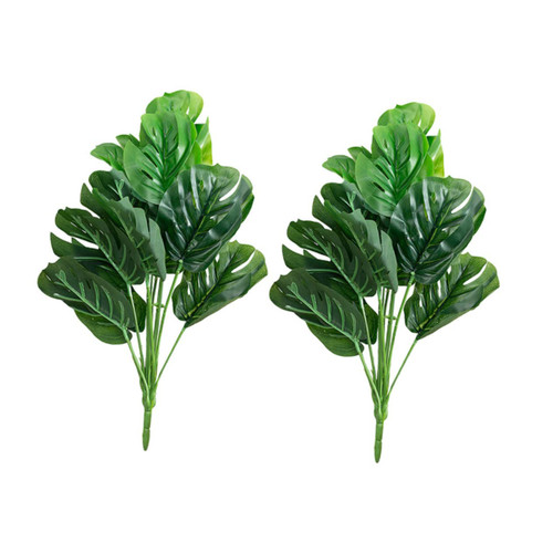 Garneck 2pcs Simulated Turtle Leaf Faux Plants Green Leaves Decor Artificial Plants Bird of Paradise Artificial Plant Tropical Plant stem Palm Leaves Hawaiian Party Decoration Fake Plants