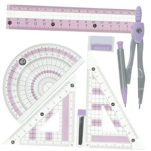 CAXUSD 1 Set Ruler Set Protractor Drawing Stationery Supply Bundle Supply Kit Triangle Ruler Multi-Functional Ruler Kit Compass Drawing Accessories Tool Major Wrought Iron Student