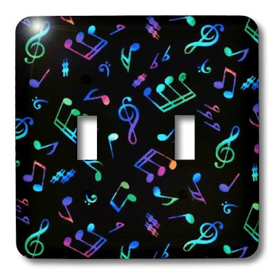 3dRose LLC lsp_100770_2 Multi Colored Notes On Black Double Toggle Switch