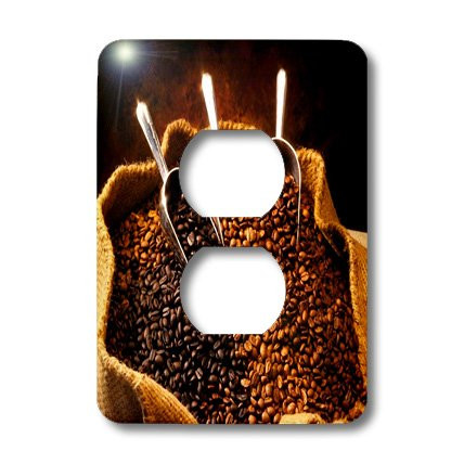 3dRose LLC lsp_119309_6 Coffee Beans with Scoops 2 Plug Outlet Cover