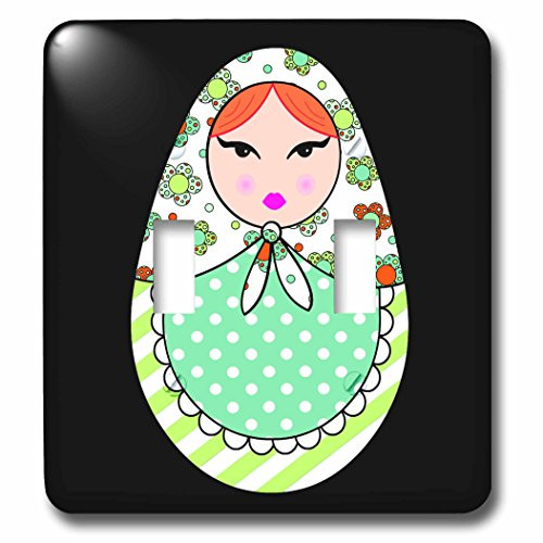 3dRose lsp_58640_2 Cute Russian Matryoshka Nesting Doll Orange Hair - Warm Colors Black Double Toggle Switch