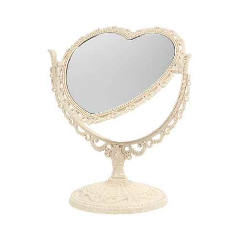 WOFASHPURET Makeup Retro Vanity Mirror Makeup Mirror Travel Vanity Mirror Desktop Vanity Mirror Vintage Mirror Small Handheld Mirror Dresser Mirror Ellipse Mirror Miss Plastic rota Mirror
