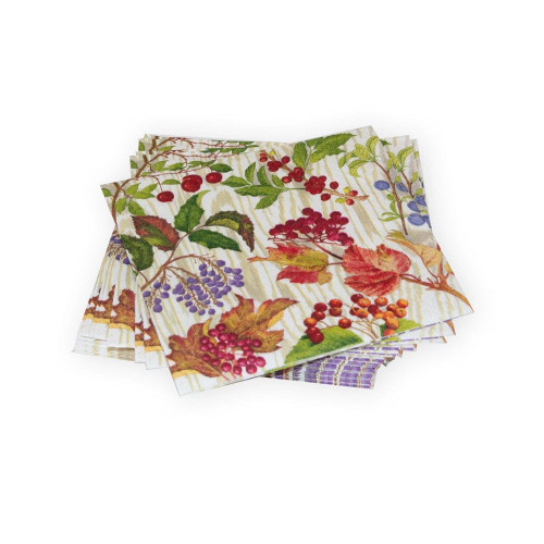 Berry Botanical Taupe Cocktail Napkins - 20 Per Package