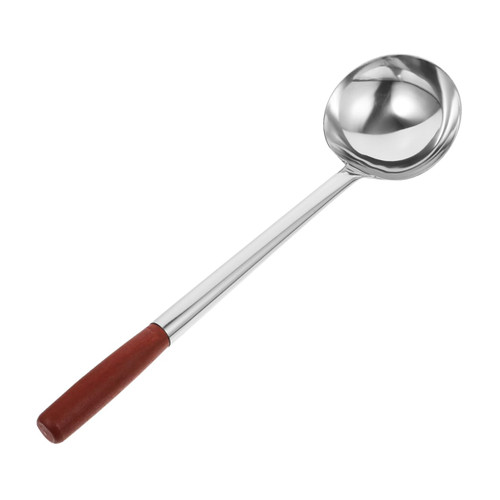TIDTALEO Stainless Steel Frying Spoon Shovel Ladle Serving Spoon Kitchen Spoon Stainless Steel Utensils Stainless Steel Spoon with Wood Handle Small Soup Spoon Mixing Spoon Wooden Wok
