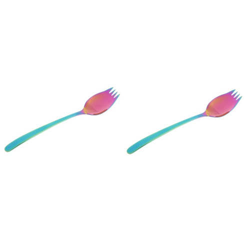 2pcs 304 Dessert Spoons Salad Servers Spoon Spork Salad Serving Spoon Ice Cream Spoons Stainless Steel Fruit Heavy Duty Spoons Spaghetti Metals Salad Forks Salad Spoon Dual Purpose