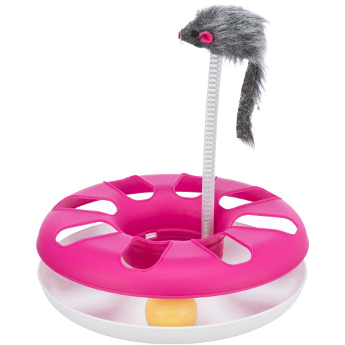 TRIXIE Crazy Circle with Plush Cat Toy on Spring, Interactive Cat Toy, Cat and Mouse Toy, Exercise Toy, Pink (Pink)