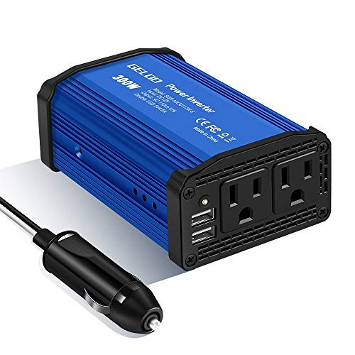 GELOO 300W Power Inverter, DC 12V to 110V AC Car Inverter with 4.8A Dual USB Charging Ports