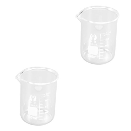 Mobestech 2pcs Graduated Cylinder Beaker Cup Graduated Beaker Erlenmeyer Flask Beaker for Supplies & Equipment Measuring Cup Chemistry Shot Glasses Glass Beaker Science Beakers Liquid Lens
