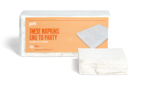 Perk Luncheon Napkins, 1-Ply, White, 400/Pack (PK28584)