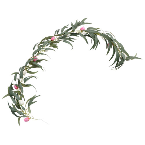 WOFASHPURET 1pc Leaf Rattan Vine Tulip Decoration Rattan Eucalyptus Plants Decor Hanging Vine Plastic Leaf Vine Green Leaves Rattan Wedding Decor Wreath Artificial Flower Vine Wall Hanging