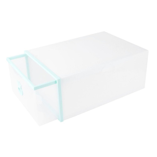 HOOTNEE Box plastic shoe storage box stackable shoe drawer clear container with lid under bed storage shoes clear stackable shoe bins sneaker drawers shoe Storage Cubes shelf pull