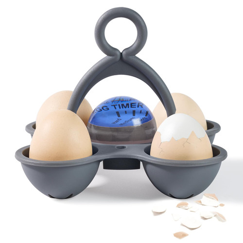 Egg Timer for Boiling Eggs, Perfect Egg Timer That Changes Colors When Done for Boiling Hard, Medium, Soft Eggs, Boiled Egg Timer with Egg Holder to Hold 4 Eggs for Easy Cooking (Blue)