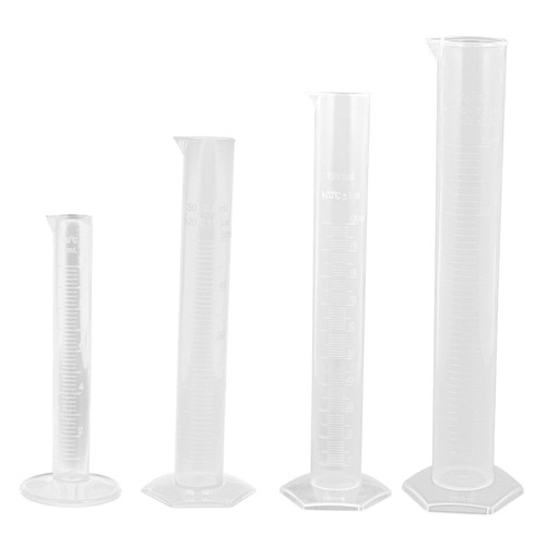 ULTECHNOVO 4pcs Plastic Measuring Cylinder 100ml Graduated Glass Test Tubes Metric Scale Cylinder Laboratory Test Tube Plastic Test Tubes Measuring Cylinder for School Measuring Tool Liquid