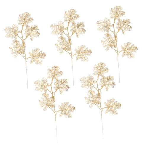 Ciieeo 5Pcs Jewelry Plastic Glitter Poinsettia Artificial Leaves Christmas utenciles Fake Vivid Leaves Simulation Flower Picks Artificial Leaves Artificial Leaf