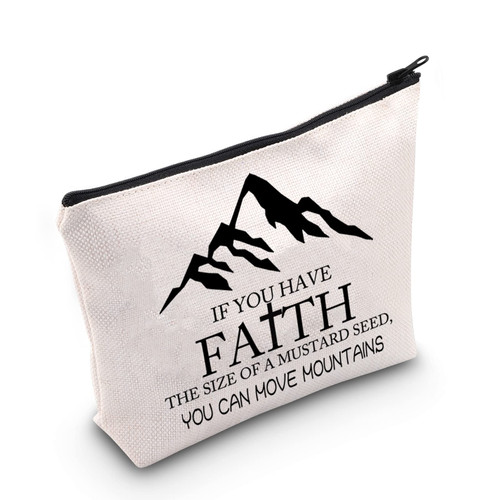CMNIM Christian Makeup Bag For Women Religious Motivational Gift For Sisters If You Have Faith The Size Of A Mustard Seed You Can Move Mountains (Christian Faith Makeup Bag) CMNIM Christian Makeup Bag For Women Religious Motivational Gift For Sisters If You Have Faith The Size Of A Mustard Seed You Can Move Mountains (Christian Faith Makeup Bag)