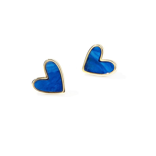 S925 Blue Heart Stud Earrings, Hypoallergenic Small Love Hearted Stud Earrings for Women Girls Jewelry Gift S925 Blue Heart Stud Earrings, Hypoallergenic Small Love Hearted Stud Earrings for Women Girls Jewelry Gift