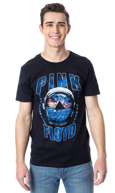 Pink Floyd Men's The Dark Side Of The Moon Pyramid Storm In Astronaut Helmet T-Shirt (Medium)