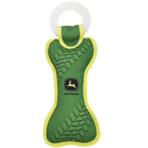 JOHN DEERE DOG DENTAL TEETHING RING TUG TOY & Nylon Squeak Bone Toy. TOUGH STURDY PET TOY with John Deere Logo. BEST DOG FIELD TOY for DOG OWNERS, Famers, Construction gigs, Builders, Landscaping fans