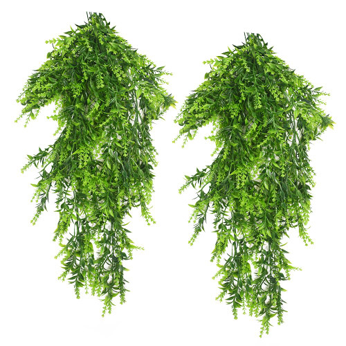 Musdoney Lavender Vine Plant Fake 2 Pcs Ferns Artificial Large Faux Artificial Hanging Wall Plants Fake Ivy Room Decor Home Garden Wedding Party Indoor Outdoor Decorations (Green)