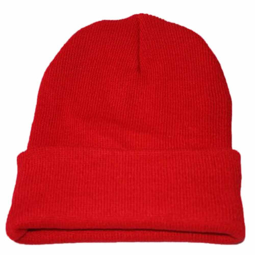 BCDlily Knit Winter Hat Casual Slouchy Cuffed Beanie Cap Warm Ski Hats for Men Women Unisex (Red)