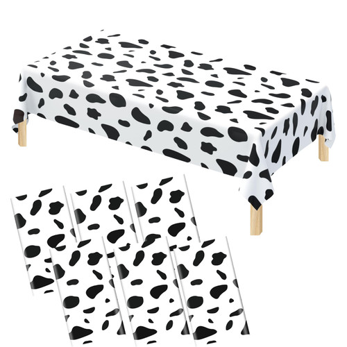 QINGRUIGO 6 Pack Cow Print Tablecloth, Disposable Plastic Farm Cow Table Cloth for Parties Animal Themed Parties, Baby Shower, Birthday Party Supplies and Outdoor Picnic Table Covers 108 x 54 Inch