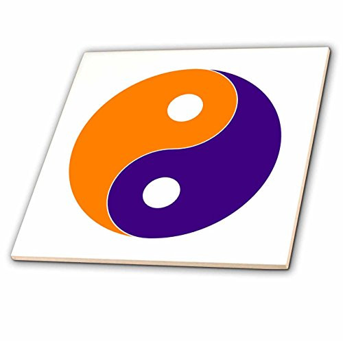 3dRose ct_80530_2 Purple N Orange Ying Yang Ceramic Tile, 6-Inch