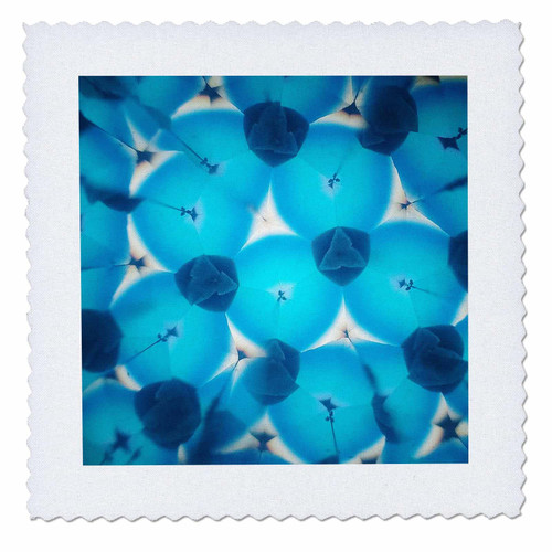 3dRose Image of Blue and Aqua Over White Fractal Mandala - Quilt Squares (qs_351031_1)