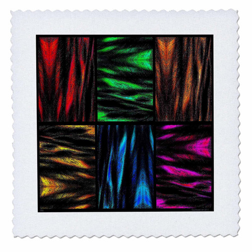 3dRose Image of Painting of Black Lines On Red Green Blue and Fuchsia... - Quilt Squares (qs_355216_1)