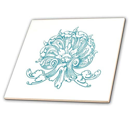 3dRose ct_62645_2 Shell Ornament in Turquoise-Ceramic Tile, 6-Inch