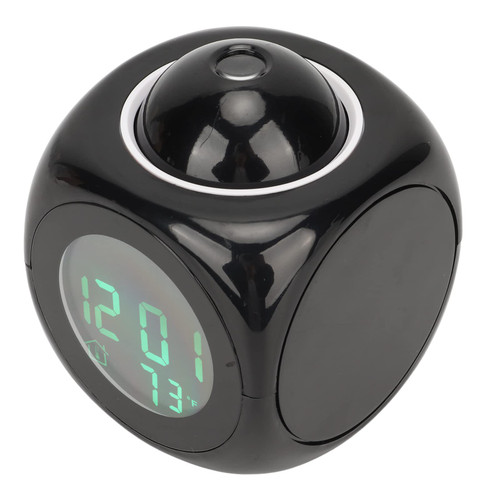 Qukaim LED Projection Alarm Clock, Novelty Dice Shape Large Projection Display Voice Timing Temperature Detcet Digital Clock Projector with USB Cable Bedroom Bedside