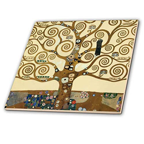 3dRose ct_155632_2 The Tree of Life 1909 by Gustav Klimt-Stylish Swirling Branches-Brown-Fine Art Deco Swirls-Ceramic Tile, 6-Inch