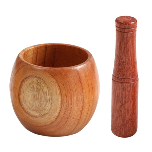 OKUMEYR Garlic Jar Seasoning Bowl Rustic Mortar and Pestle Garlic Press Rocker Garlic Press Bowl Mortar and Pestle Wood D Unding Wand Grinder Jujube Wood Wooden Garlic Masher