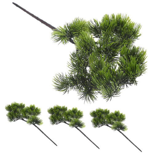 Ciieeo 4pcs Iron Plastic Flower Decor Welcome Song False Pine Branch Decorate Leaves Fake Branch Wreath Decorations Artificial Pine Leaves Beauty Pine Fake Pine Pine Branch
