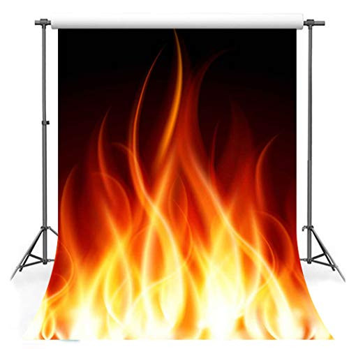 F-FUN SOUL 5x7ft Fire Backdrop for Photoshoot Burning Flame Photography Backgrounds Artistic Portrait YouTube Photo Video Studio Props Cotton Cloth Wrinkle Resistance FSGE007