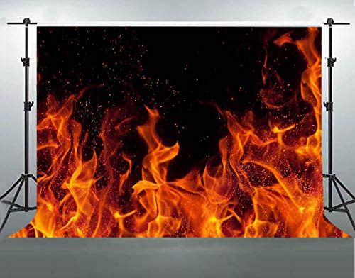 F-FUN SOUL Burning Fire Backdrop Cotton Cloth Flame Dark Black Photography Backgrounds Themed Party Portrait Photo Studio Props Banner Decoration FS029