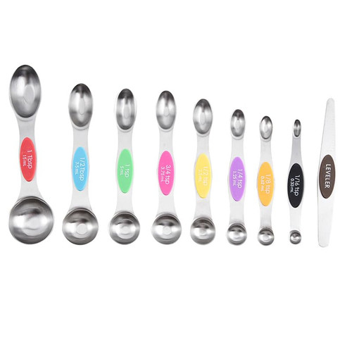 SHIDOW Measuring Spoons Set - Stainless Steel Stackable Dual Sided Teaspoon Tablespoon for Measuring Dry and Liquid Ingredients, Measuring Spoons for Cooking and baking,