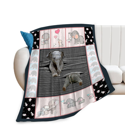 Elephant Baby Blanket Elephant Nursery Decor Throw Blanket Super Warm Soft Plush Lightweight Fleece Flannel Winter Blanket Gifts for Girls Baby Kids Toddler Women Boys for Couch Sofa Bedding 40"X50"