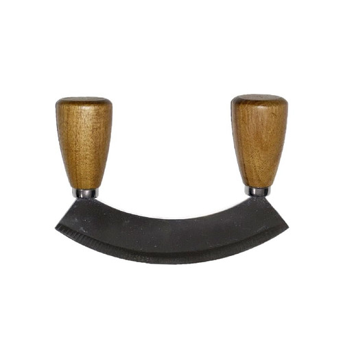 TIYOORTA Mezzaluna Chopper Rocking Knife with Sharp Blades,ULU Knife As a Veggie Rocker Pizza Cutter Kale Herbs Chopper Cheese Slicer