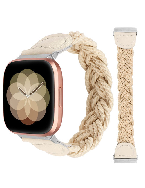 Minyee Braided Band Compatible with Fitbit Versa 2/Fitbit Versa/Versa Lite Bands for Women, Elastic Solo Loop Stretchy Nylon Wristband Woven Bracelet Accessories for Fitbit Versa 2 Smart Watch