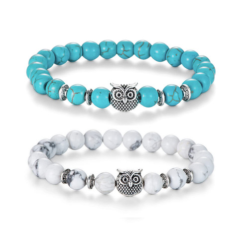 Softones Owl Gifts Owl Bracelets Healing Crystals Bracelet for Women Men Spiritual Energy Beaded Bracelet Set Gifts