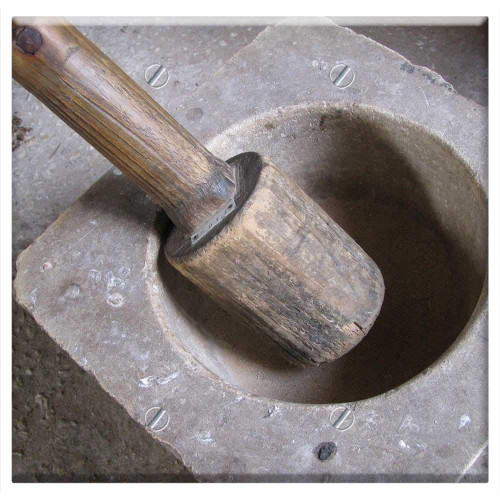 Double Blank Wall Plate Cover - Mortar Pestle Wooden Old Tool Medicine Herbal
