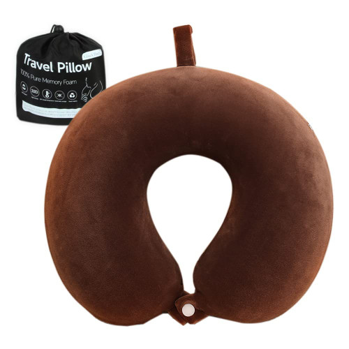 Gluck Plants Travel Pillow,Neck Pillow for Traveling U Shaped Memory Foam Brown Portable Headrest Sleep Airplane Travel Neck Pillow for Flight,Car & Home,Office