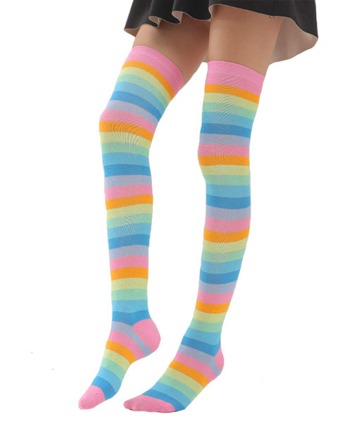 Benefeet Sox Pink Thigh High Stockings Socks for Women Colorful Pink Rainbow Striped Socks Over the Knee High Socks Cute Long Tube Thigh High Leggings Cosplay Witch Socks Novelty Valentine's Day Gift Benefeet Sox Pink Thigh High Stockings Socks for Women Colorful Pink Rainbow Striped Socks Over the Knee High Socks Cute Long Tube Thigh High Leggings Cosplay Witch Socks Novelty Valentine's Day Gift