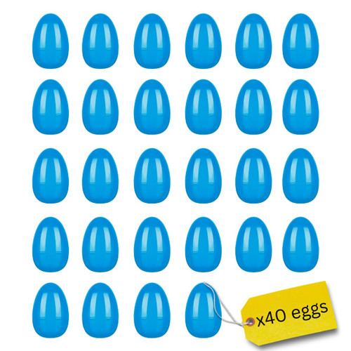 Fillable Plastic Easter Eggs Bulk - 40 PCS - Single Color Easter Eggs - Large Easter Eggs - Plastic Eggs Bulk (Blue)