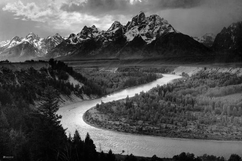 Ansel Adams Print Snake River Overlook Grand Tetons National Park Wyoming Mountains Black and White Photography Nature Home Decor Room Decor Landscape Photo Cool Wall Decor Art Print Poster 18x12