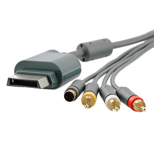 6ft Gray AV Composite and S-Video Cable Compatible With Microsoft Xbox 360 / Xbox 360 Slim