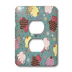 3dRose lsp_35905_6"Cupcakes In Teal" 2 Plug Outlet Cover
