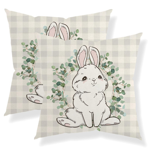 QANOK Easter Pillow Covers 18x18 Set of 2, Easter Buffalo Plaid Bunny Farmhouse Throw Pillows Outdoor Spring Eucalyptus Leaves Decorative Cushion Case Easter Decorations for Home Couch Sofa QANOK Easter Pillow Covers 18x18 Set of 2, Easter Buffalo Plaid Bunny Farmhouse Throw Pillows Outdoor Spring Eucalyptus Leaves Decorative Cushion Case Easter Decorations for Home Couch Sofa