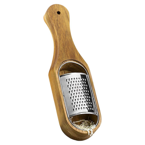 Cheese Grater With Container Stainless Steel Cheese Shredder With Wooden Handle Shredder Zester Grater Box Kitchen Handheld Cheese Spoon Grater for Cheese,Lemon,Chocolate